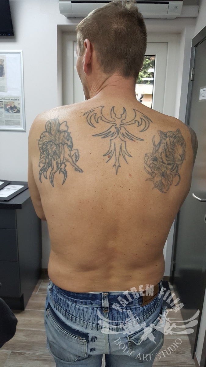 Duivel en Engel Rugstuk Cover-up Tattoeages 1