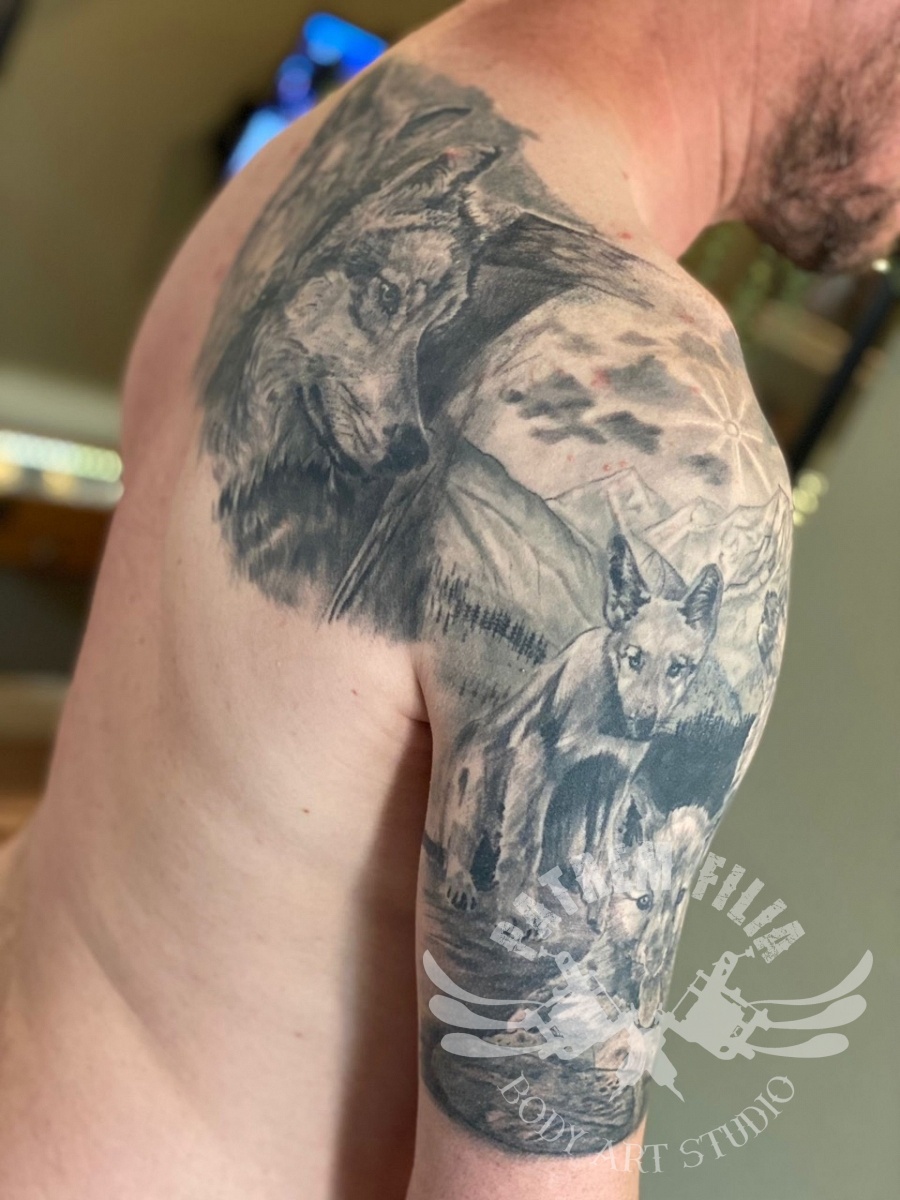 wolven familie Tattoeages 3
