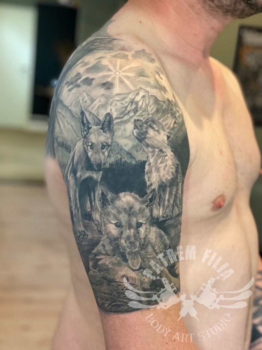 wolven familie Tattoeages 4