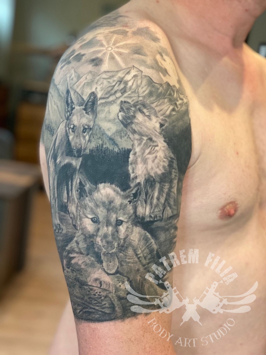 wolven familie Tattoeages 1