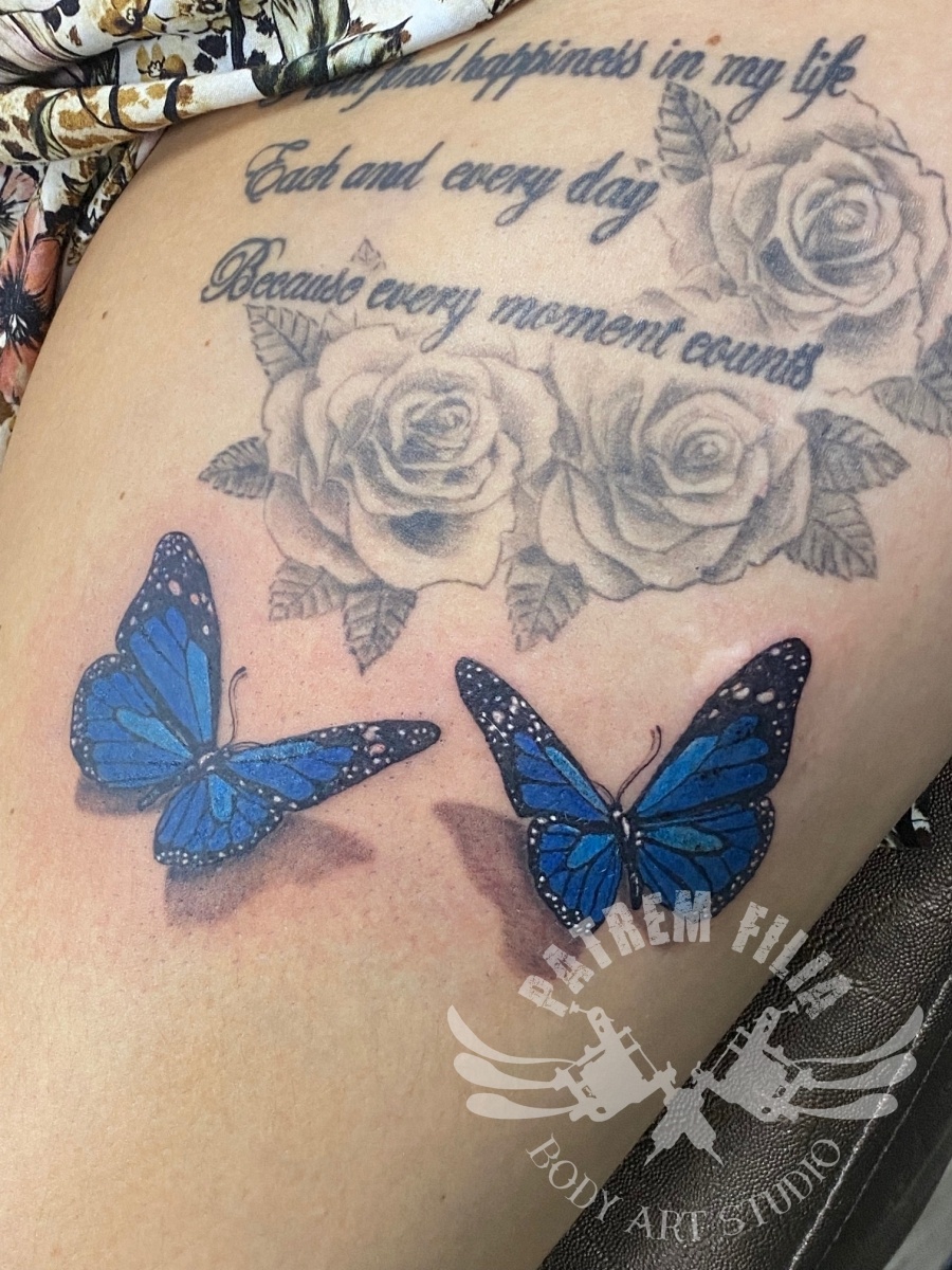 Blauwe vlinders Tattoeages