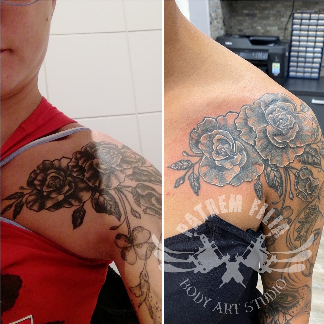 Opfrissen donkere rozen Tattoeages