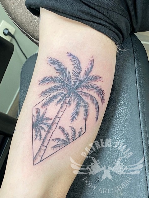 palmboom op onderarm Tattoeages
