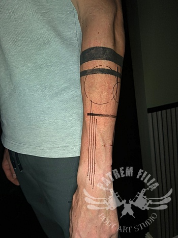 Abstract Geometric Blackwork Armband