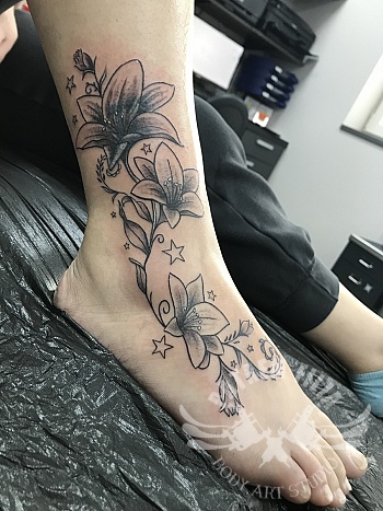 bloemen op voet