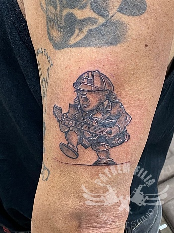 Cartoony Angus Young of AC/DC