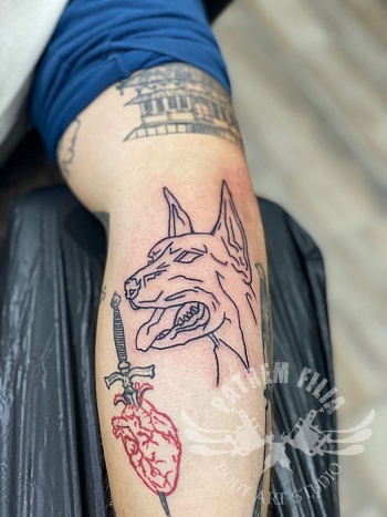 doberman line tattoo