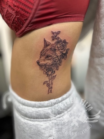 Fineline vos met bloemen - ribcage
