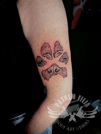 Hondekop in pootafdruk