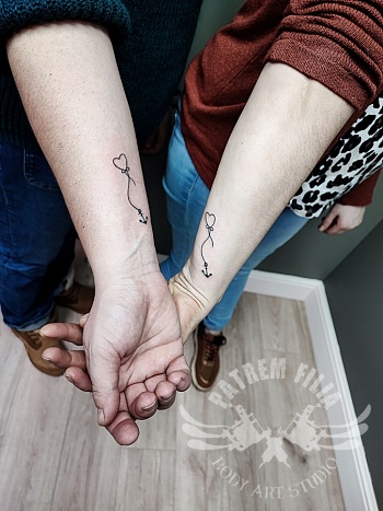 koppeltattoo hartje met anker