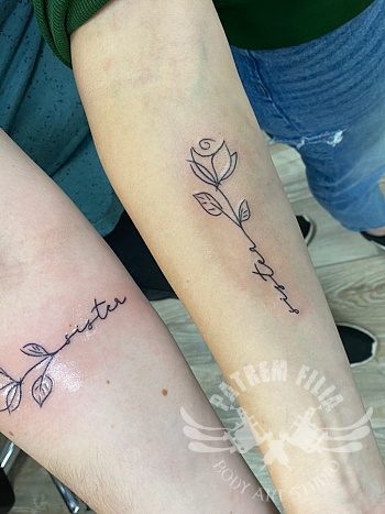 koppeltattoo simpele roos