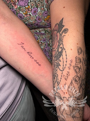 Matching tattoo – “I am here 444”
