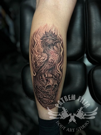 Phoenix met schedel & rook