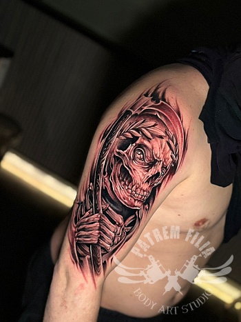 Realistische grim reaper met grafische schaduweffecten