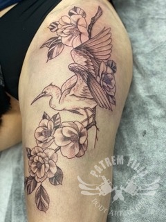 Reiger met bloemen