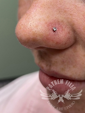 Subtiele neusvleugel piercing met zirkonia steentje