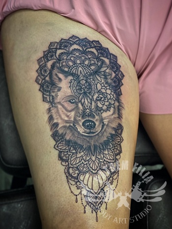 wolf combinatie met mandala